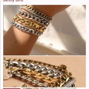 New with Pouch- Jenny Bird Austin Cuff Mixed Metal Layered Chain Bracelet